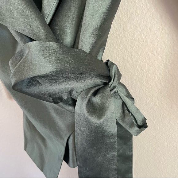 Max Mara Silk 2 Piece Set Wrap Jacket + Pencil Skirt Pianoforte Green Size 4 - Picture 5 of 16